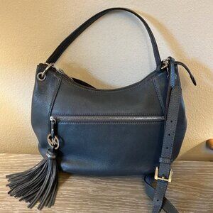 Michael Kors, Charm Tassel Hobo Shoulder Bag with Crossbody Strap, Dark Grey